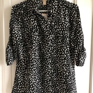 Black and white button down top